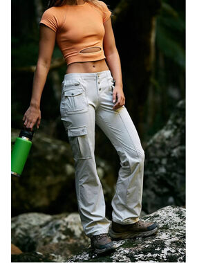 Free People Movement Cascade Flare Cargo Sz S Beige Outdoor Gorpcore Hiking